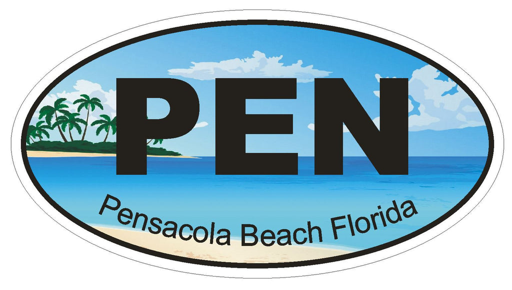 Pensacola Beach Florida Oval Bumper Sticker or Helmet Sticker D1262 Euro Oval - Winter Park Products