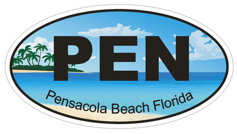 Pensacola Beach Florida Oval Bumper Sticker or Helmet Sticker D1262 Euro Oval - Winter Park Products