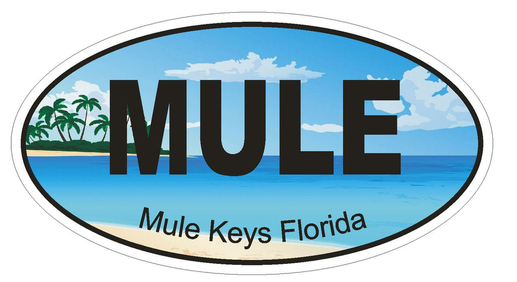 Mule Keys Florida Oval Bumper Sticker or Helmet Sticker D1251 Euro Oval - Winter Park Products