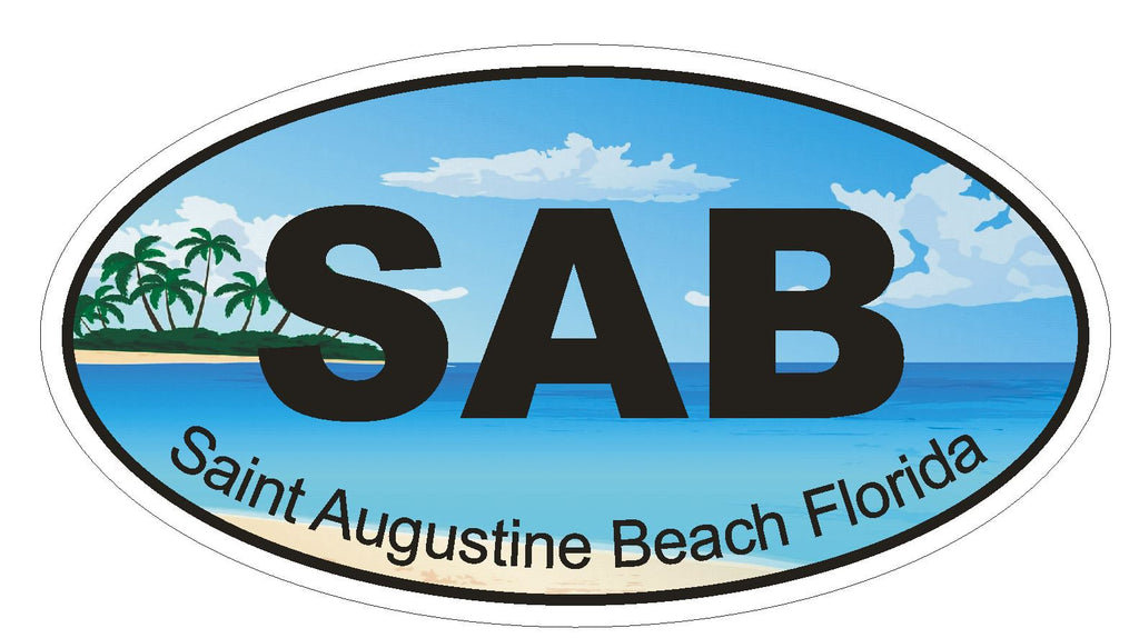Saint Augustine Beach Florida Oval Bumper Sticker or Helmet Sticker D1176 - Winter Park Products