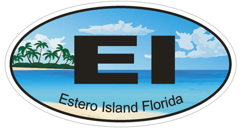 Estero Island Florida Oval Bumper Sticker or Helmet Sticker D1200 - Winter Park Products