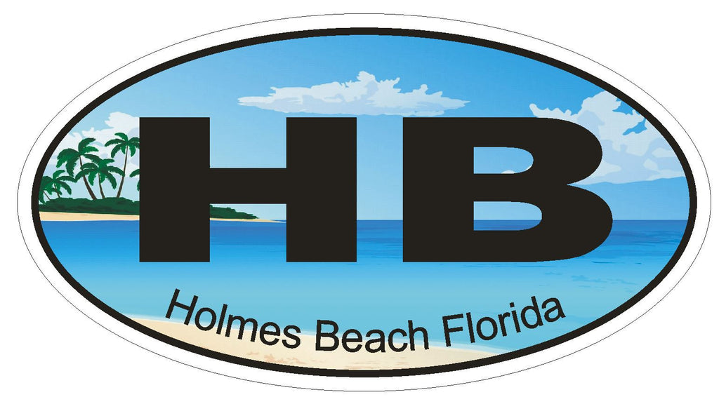 Holmes Beach Florida Oval Bumper Sticker or Helmet Sticker D1206 - Winter Park Products