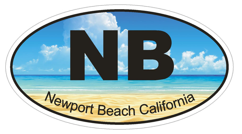 Newport Beach California Oval Bumper Sticker or Helmet Sticker D1225 Euro Oval - Winter Park Products