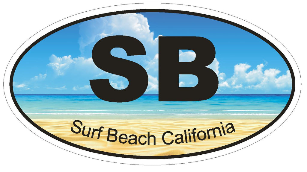 Surf Beach California Oval Bumper Sticker or Helmet Sticker D1220 Euro Oval - Winter Park Products
