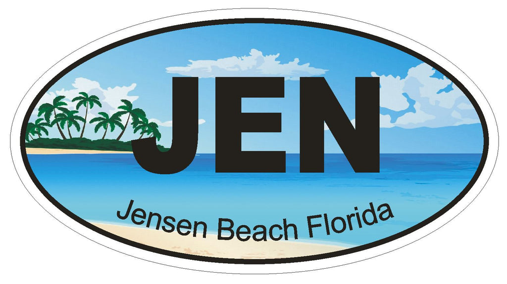Jensen Beach Florida Oval Bumper Sticker or Helmet Sticker D1228 Euro Oval - Winter Park Products