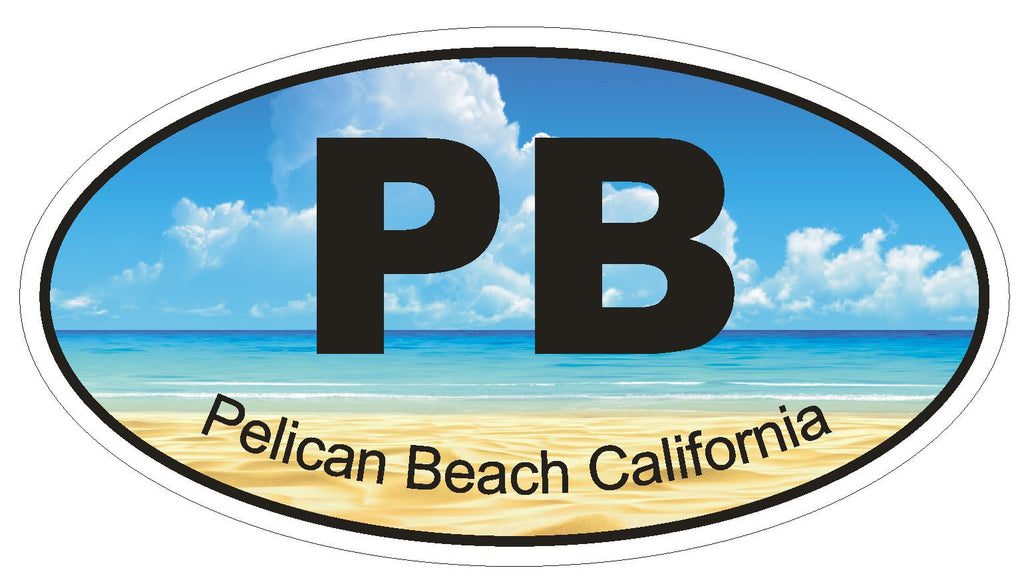 Pelican Beach California Oval Bumper Sticker or Helmet Sticker D1215 Euro Oval - Winter Park Products