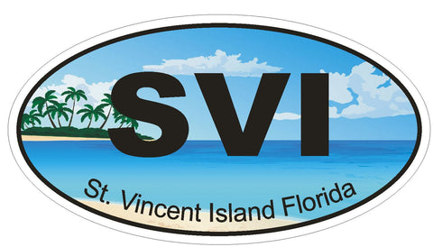 St. Vincent Island Florida Oval Bumper Sticker or Helmet Sticker D1284 Euro Oval - Winter Park Products