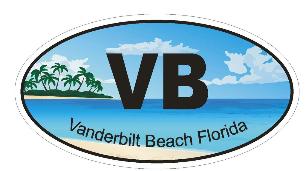 Vanderbilt Beach Florida Oval Bumper Sticker or Helmet Sticker D1272 Euro Oval - Winter Park Products