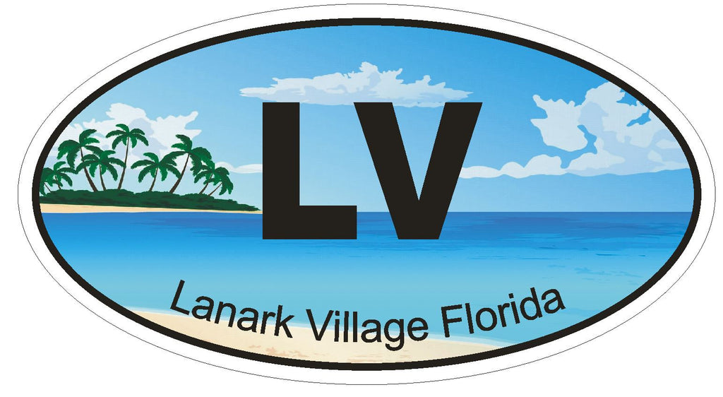 Lanark Village Florida Oval Bumper Sticker or Helmet Sticker D1232 Euro Oval - Winter Park Products
