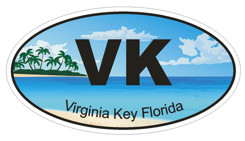 Virginia Key Florida Oval Bumper Sticker or Helmet Sticker D1275 Euro Oval - Winter Park Products