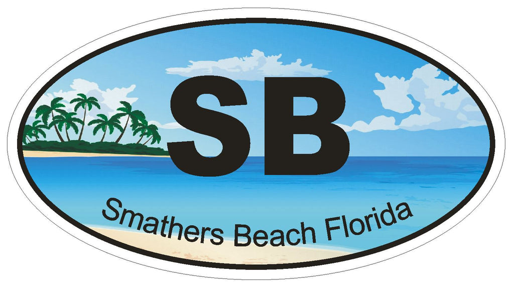 Smathers Beach Florida Oval Bumper Sticker or Helmet Sticker D1281 Euro Oval - Winter Park Products
