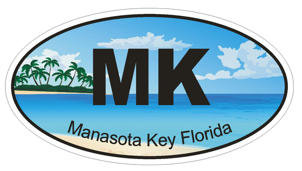 Manasota Key Florida Oval Bumper Sticker or Helmet Sticker D1240 Euro Oval - Winter Park Products