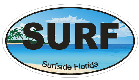 Surfside Florida Oval Bumper Sticker or Helmet Sticker D1286 Euro Oval - Winter Park Products