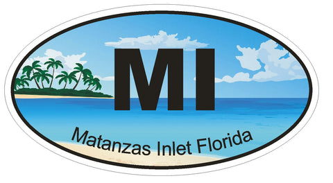 Matanzas Inlet Florida Oval Bumper Sticker or Helmet Sticker D1247 Euro Oval - Winter Park Products