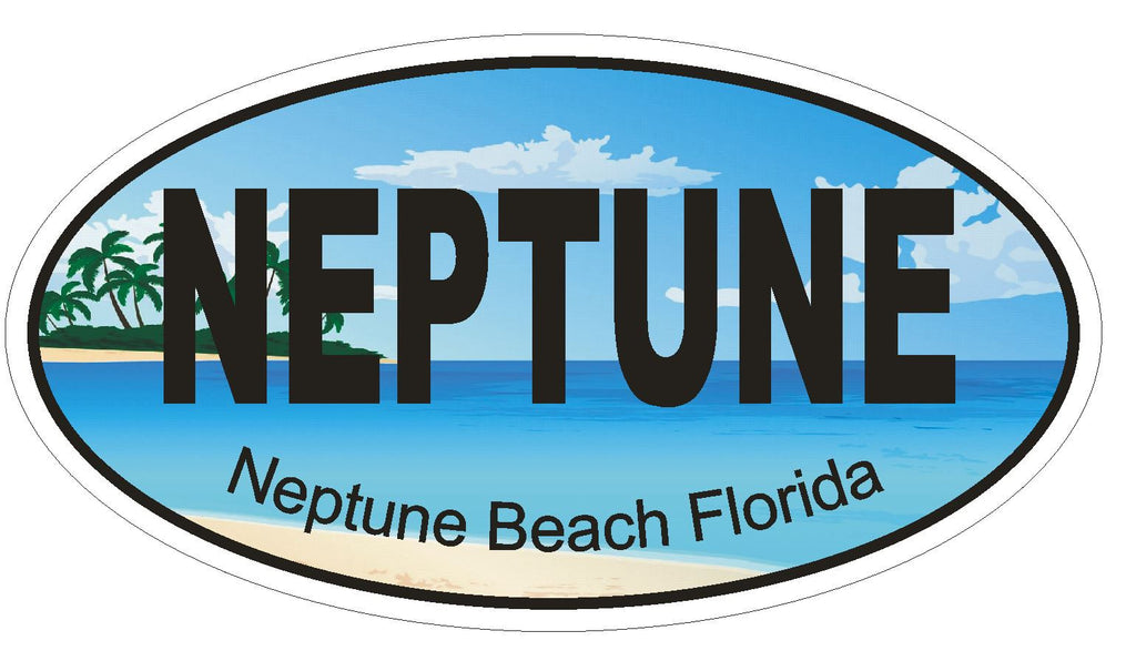 Neptune Beach Florida Oval Bumper Sticker or Helmet Sticker D1253 Euro Oval - Winter Park Products