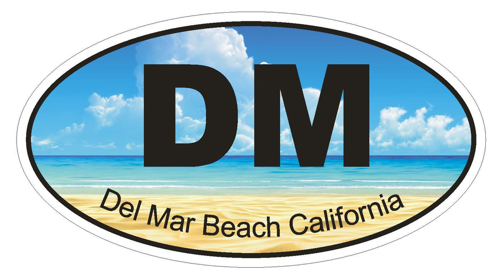 Del Mar beach California Oval Bumper Sticker or Helmet Sticker D1213 Euro Oval - Winter Park Products