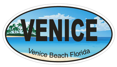 Venice Beach Florida Oval Bumper Sticker or Helmet Sticker D1273 Euro Oval - Winter Park Products