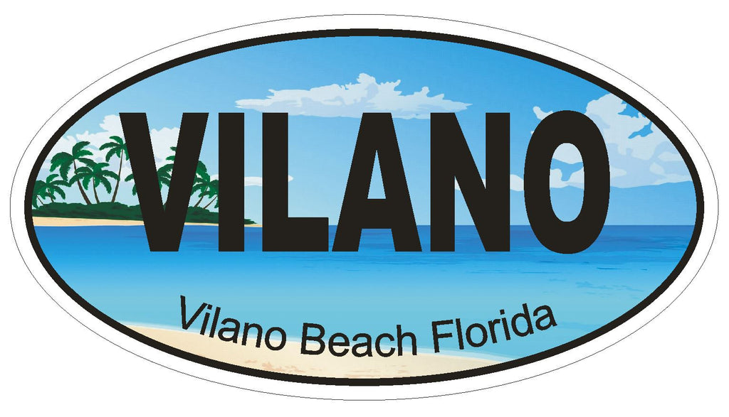 Vilano Beach Florida Oval Bumper Sticker or Helmet Sticker D1274 Euro Oval - Winter Park Products