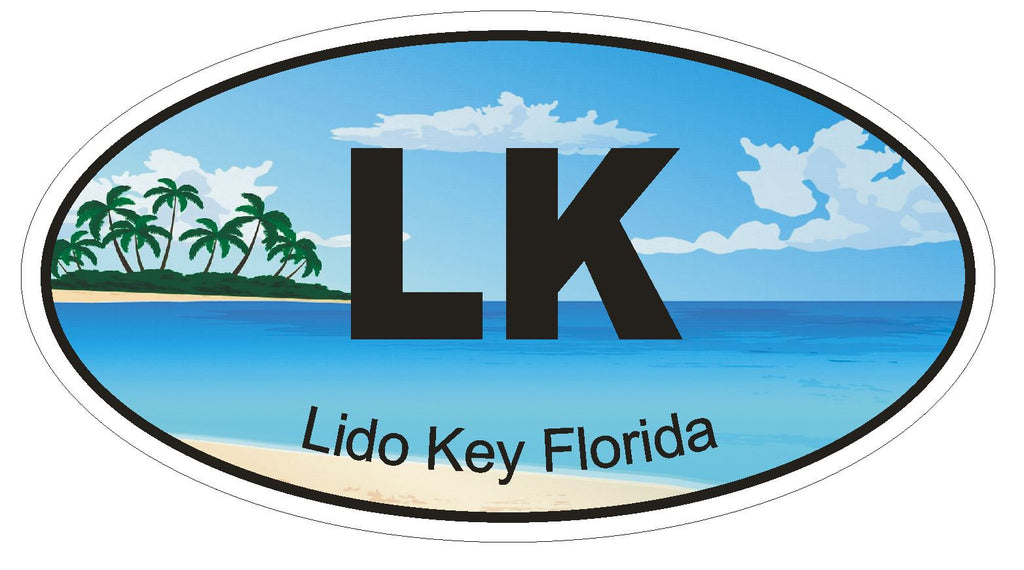 Lido Key Florida Oval Bumper Sticker or Helmet Sticker D1234 Euro Oval - Winter Park Products