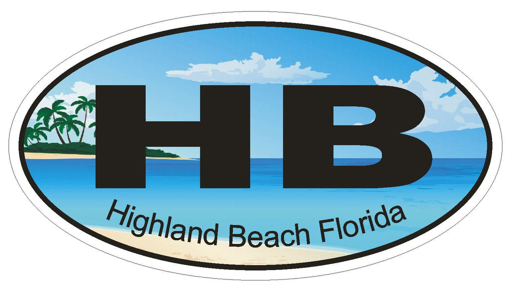 Highland Beach Florida Oval Bumper Sticker or Helmet Sticker D1204 - Winter Park Products