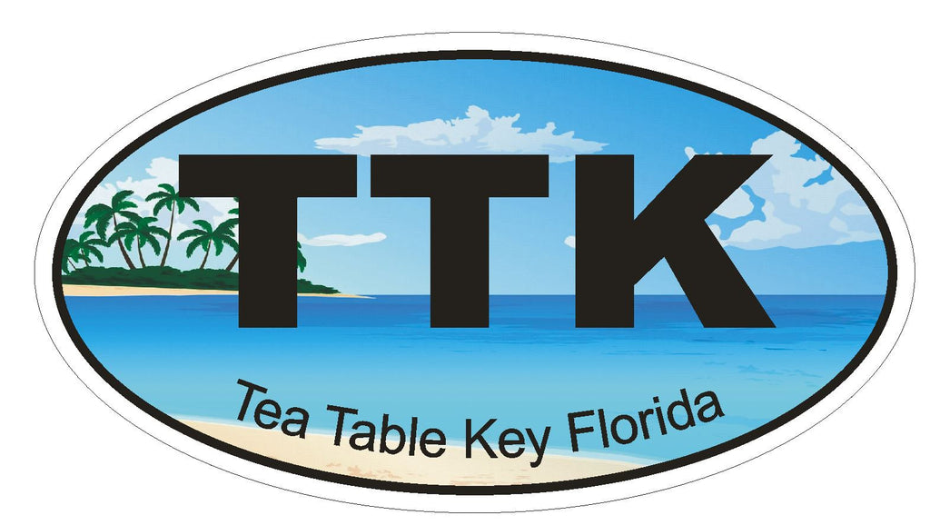 Tea Table Key Florida Oval Bumper Sticker or Helmet Sticker D1270 Euro Oval - Winter Park Products