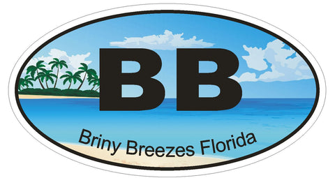 Briny Breezes Florida Oval Bumper Sticker or Helmet Sticker D1191 - Winter Park Products