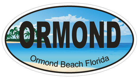 Ormond Beach Florida Oval Bumper Sticker or Helmet Sticker D1257 Euro Oval - Winter Park Products