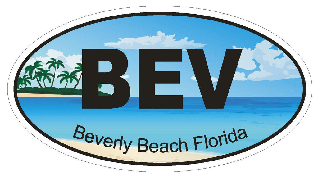 Beverly Beach Florida Oval Bumper Sticker or Helmet Sticker D1187 - Winter Park Products