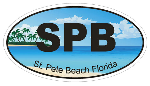 St. Pete Beach Florida Oval Bumper Sticker or Helmet Sticker D1276 Euro Oval - Winter Park Products