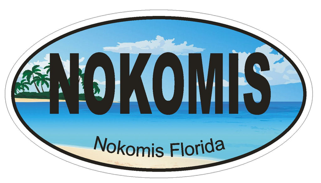 Nokomis Florida Oval Bumper Sticker or Helmet Sticker D1254 Euro Oval - Winter Park Products
