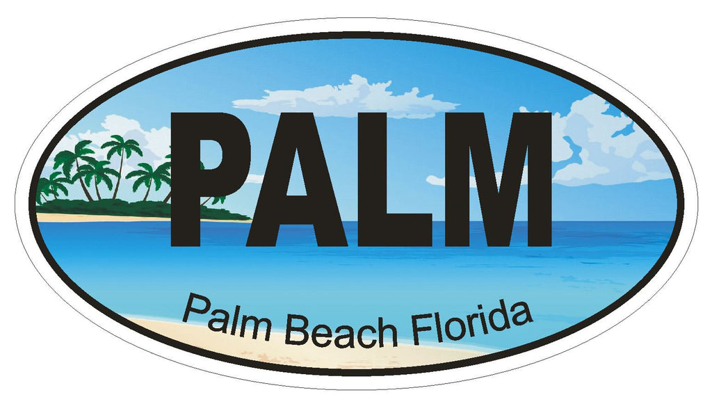 Palm Beach Florida Oval Bumper Sticker or Helmet Sticker D1259 Euro Oval - Winter Park Products