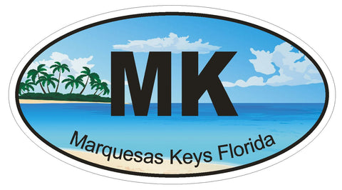 Marquesas Keys Florida Oval Bumper Sticker or Helmet Sticker D1243 Euro Oval - Winter Park Products