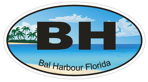 Bal Harbour Florida Oval Bumper Sticker or Helmet Sticker D1183 - Winter Park Products