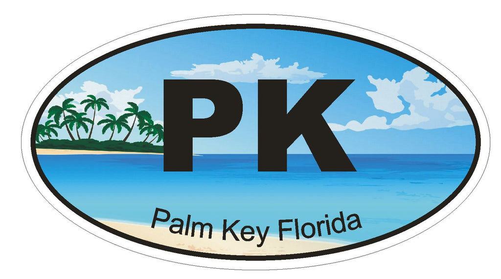 Palm Key Florida Oval Bumper Sticker or Helmet Sticker D1260 Euro Oval - Winter Park Products